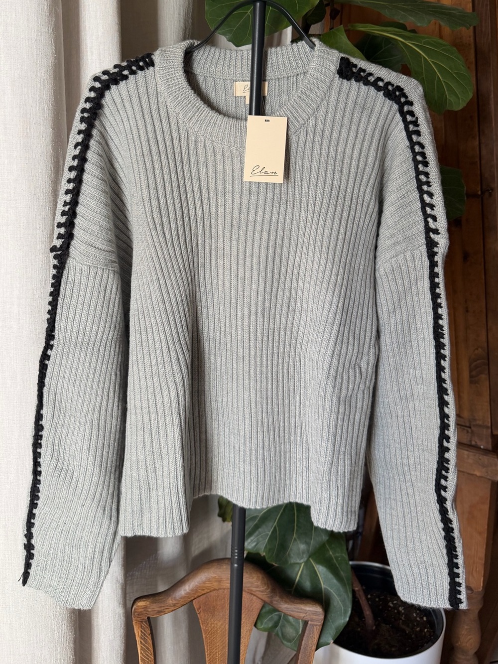 Elan Whipstich Sweater - Grey/Black